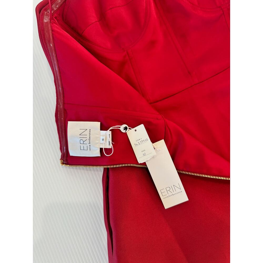 Erin Fetherston Ruscha Strapless Fit Flare Dress Bow NWT 10 Red Holiday Event - Picture 14 of 16